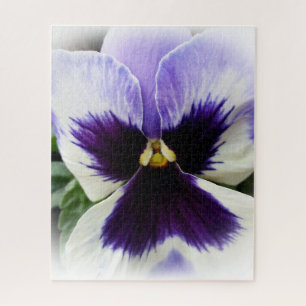 deep purple on white pansy jigsaw puzzle