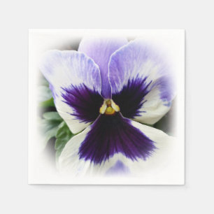 deep purple on white pansy napkins