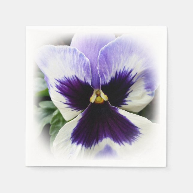 deep purple on white pansy napkins (Front)