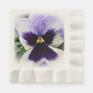 deep purple on white pansy napkins