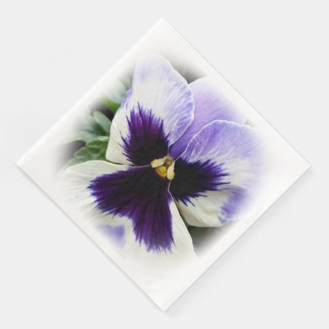deep purple on white pansy paper dinner napkins (Corner)