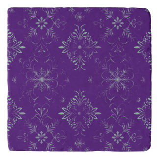 Deep Purple Ornamental Floral Swirl Pattern Trivet
