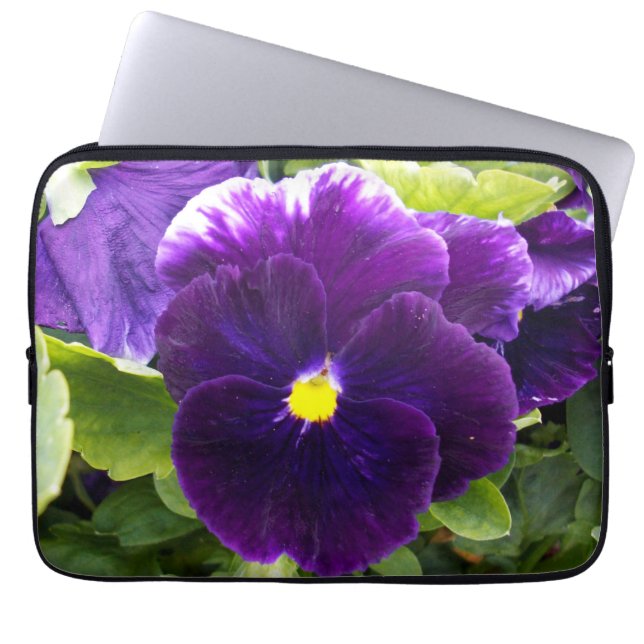 Deep Purple Pansies, Laptop Sleeve (Front)