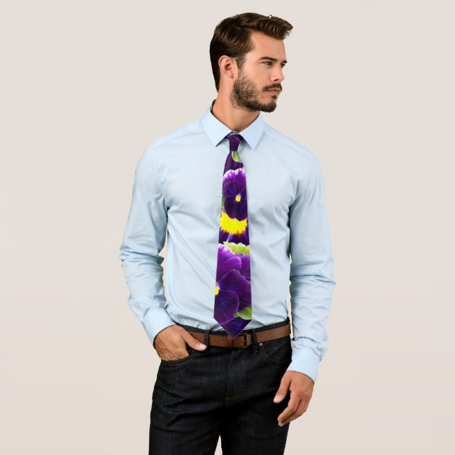 Deep Purple Pansies, Neck Tie (In Situ)