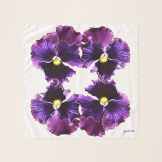 Deep Purple Pansies Square Chiffon Scarf