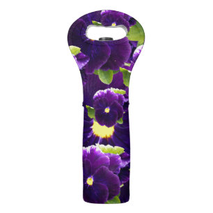 Deep Purple Pansy Bushes, Wine Bag