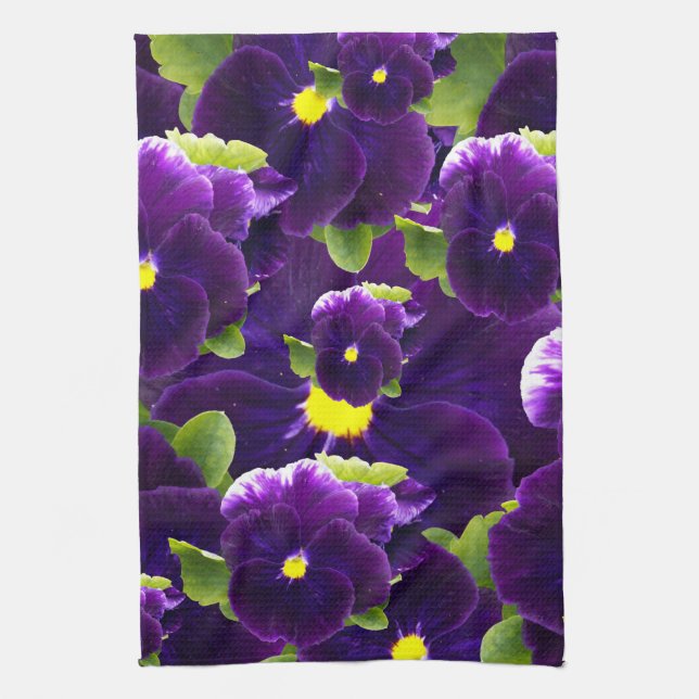 Deep Purple Pansy Clusters: Majestic Beauty Kitchen Towel (Vertical)