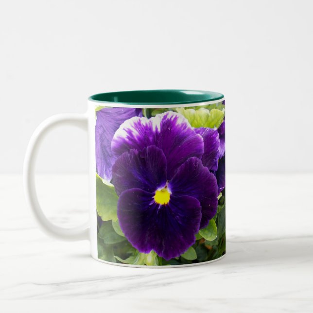 Deep Purple Pansy, Two-Tone Coffee Mug (Left)