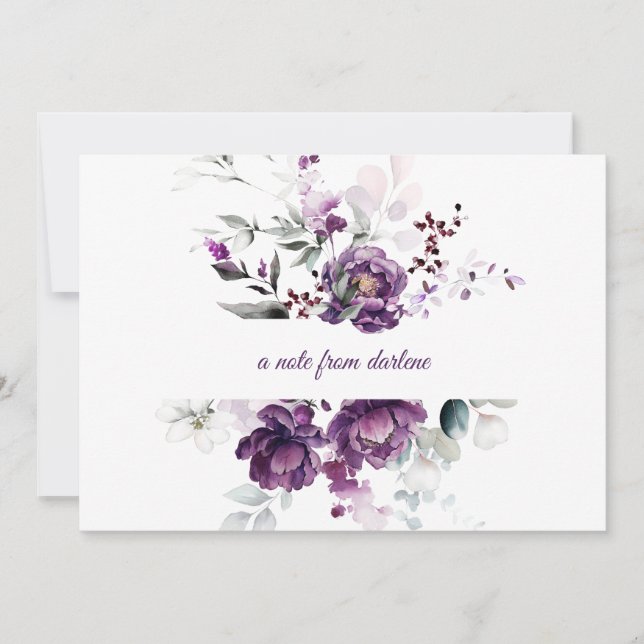 Deep Purple Peonies Note Cards (Front)
