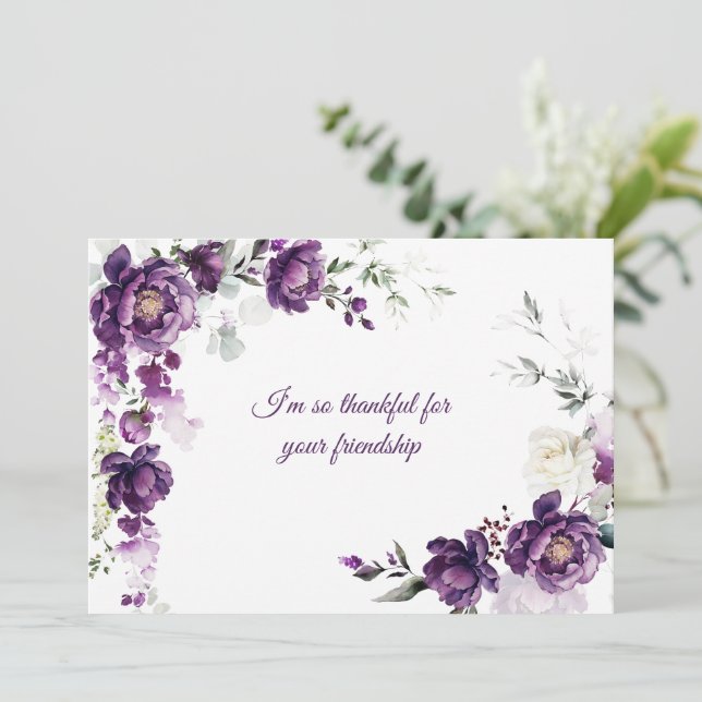 Deep Purple Peonies Note Cards (Standing Front)