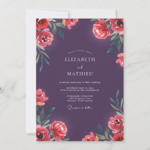 Deep Purple Poppy Wedding Invitation
