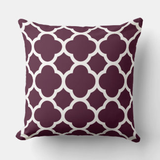 Deep Purple Quatrefoil Pattern Throw Pillow