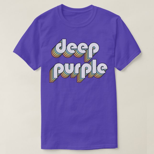 Deep Purple Retro Rainbow Typography Faded Style T-Shirt (Design Front)