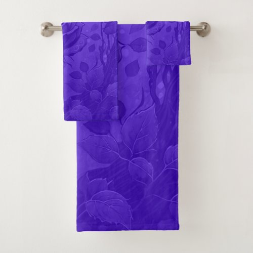 Deep Purple Roses Motif 2 Bath Towel Set