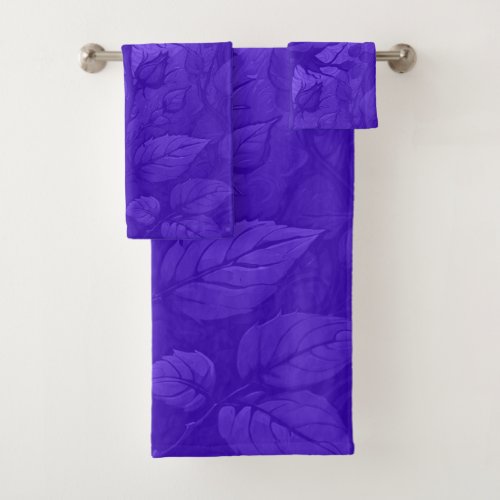 Deep Purple Roses Motif 3 Bath Towel Set