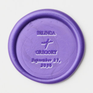 Deep Purple Script Calligraphy Wedding Wax Seal Sticker