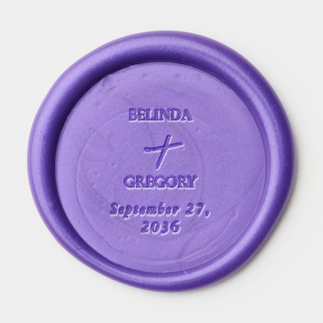 Deep Purple Script Calligraphy Wedding Wax Seal Sticker (Front)