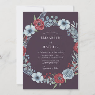 Deep Purple Sophisticated Winter Wedding Invitation