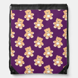 Deep Purple Teddy Bear, Bears Drawstring Bag