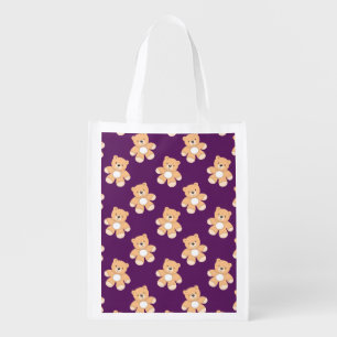 Deep Purple Teddy Bear, Bears Reusable Grocery Bag
