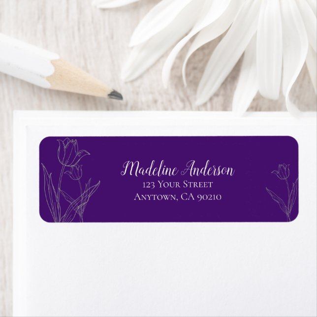 Deep Purple Tulip Silhouette | Return Address Label (Insitu)