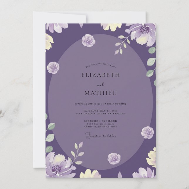 Deep Purple Vine Wedding Invitation (Front)