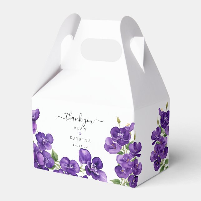 Deep Purple Violets Favor Box (Front Side)