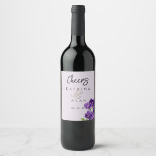 Deep Purple Violets Wine Bottle Labels