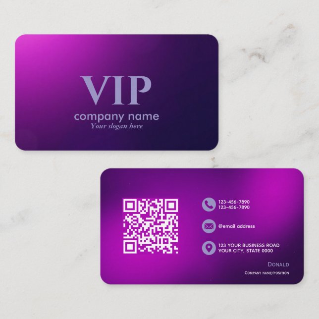 Deep Purple VIP – Fully Customizable & Elegant Business Card (Front/Back)