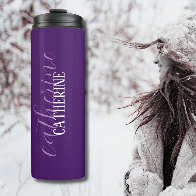 Deep Purple White Elegant Minimal Customized Thermal Tumbler (Creator Uploaded)