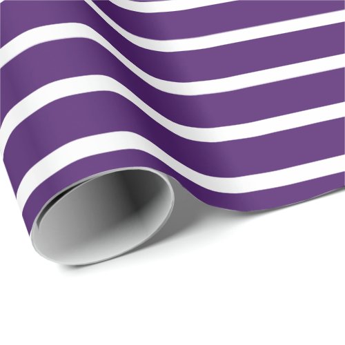 Deep Purple White Horizontal Striped Wrapping Paper