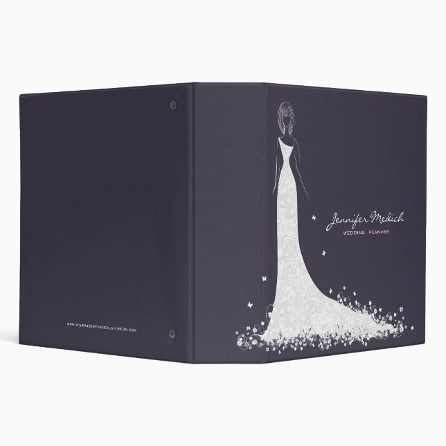 Deep Purple & White Wedding Dress & Vintage Lace Binder (Background)