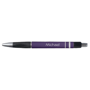 Deep Purple with Silver Stripes   Personalize Pen