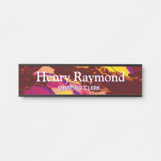 Deep Red Acrylic Flow Art Desk Nameplate