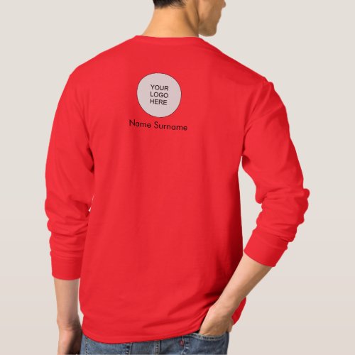 Deep Red Add Upload Logo Here Mens Modern T_Shirt