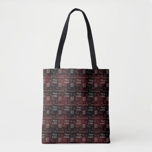 Deep Red and Black Plaid | Merry & Bright Tote Bag (Front)