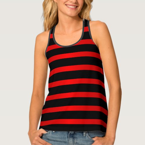 Deep Red and Black Stripes Tank Top
