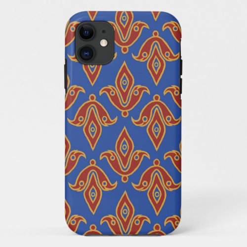 Deep Red and Blue Fleur_de_Lys Gold_effect Outline iPhone 11 Case