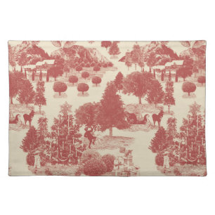 Deep Red and Cream Christmas Winter Wonderland Cloth Placemat