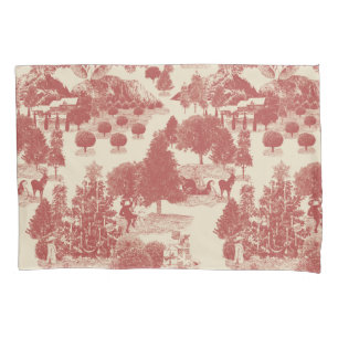 Deep Red and Cream Christmas Winter Wonderland Pillow Case