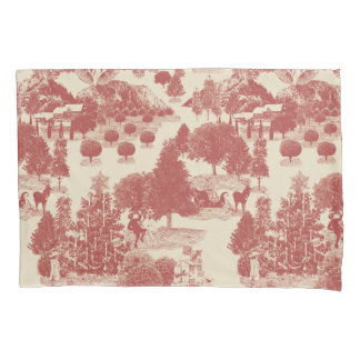 Deep Red and Cream Christmas Winter Wonderland Pillow Case