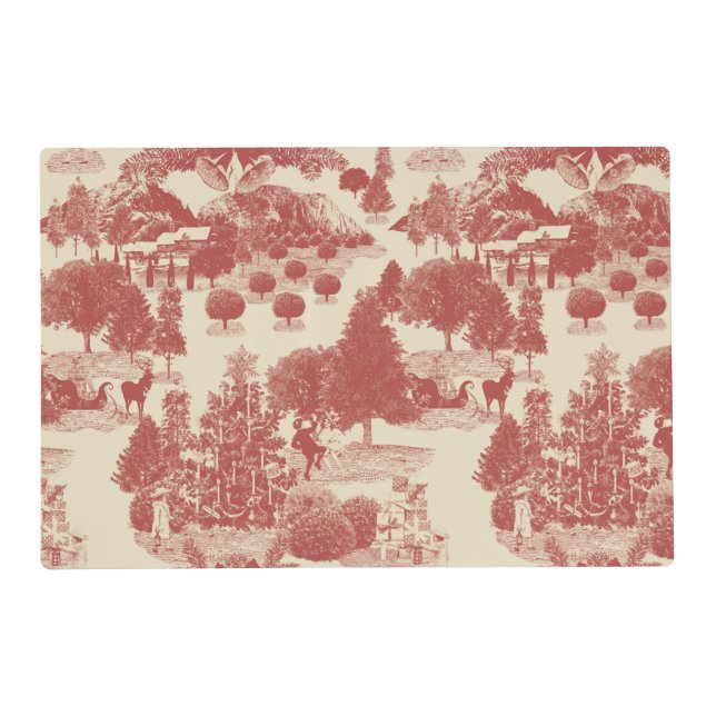 Deep Red and Cream Christmas Winter Wonderland Placemat (Front)