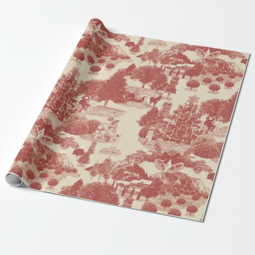 Deep Red and Cream Christmas Winter Wonderland Wrapping Paper