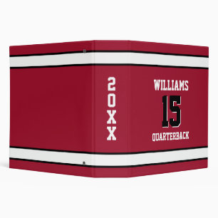 Deep Red and White 3 Ring Binder