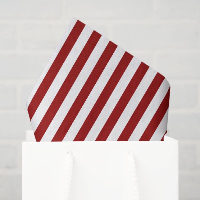 Deep Red and White Stripes Tissue Paper (Gift Bag)