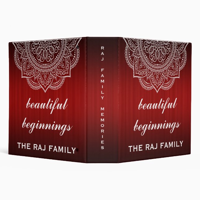 Deep Red Beautiful beginnings keepsake photo album 3 Ring Binder (Background)