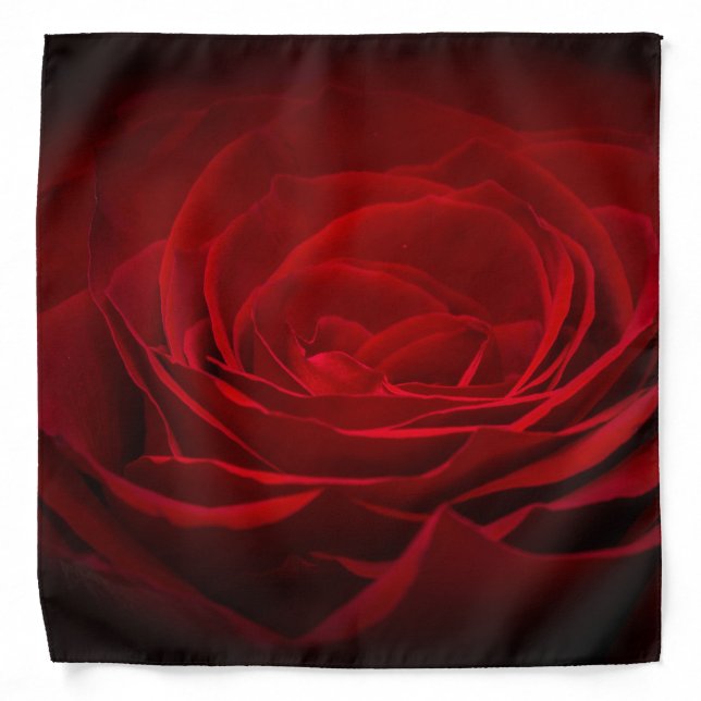 Deep Red Blood Rose On Black Bandana (Front)