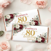 Deep Red Blush Burgundy 80th Birthday Hershey Bar