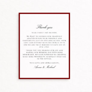 Deep Red Border Wedding Thank You Card