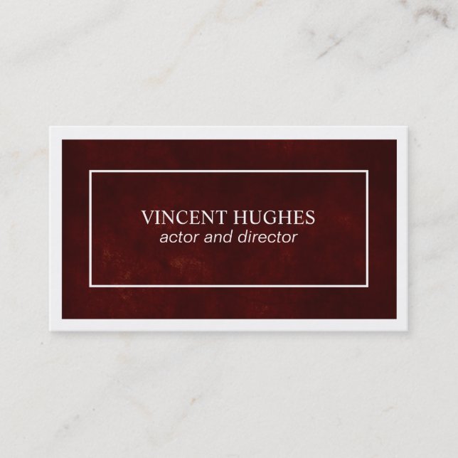 Deep Red // Borders (white) Business Card (Front)